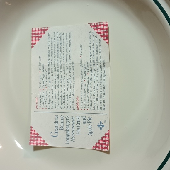 Longaberger Pottery Pie Plate USA Heritage Green NIB - Picture 6 of 8